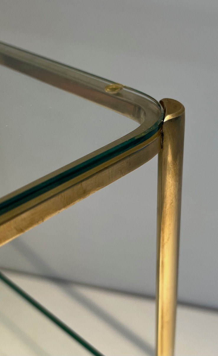 Magazine Rack In Polished Bronze And Glass. French Work Signed Jacques Théophile Lepelletier-photo-7