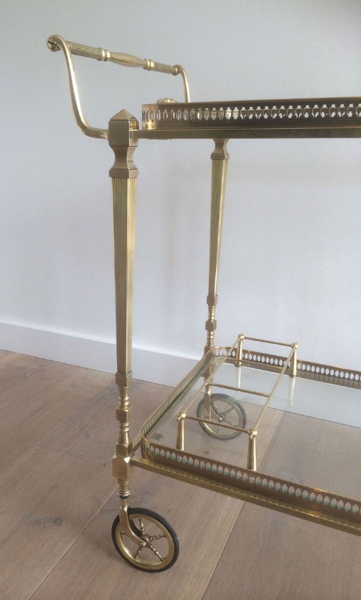 Neoclassical Style Brass Drinks Trolley With Removable Trays. French Work By Maison Jansen-photo-1