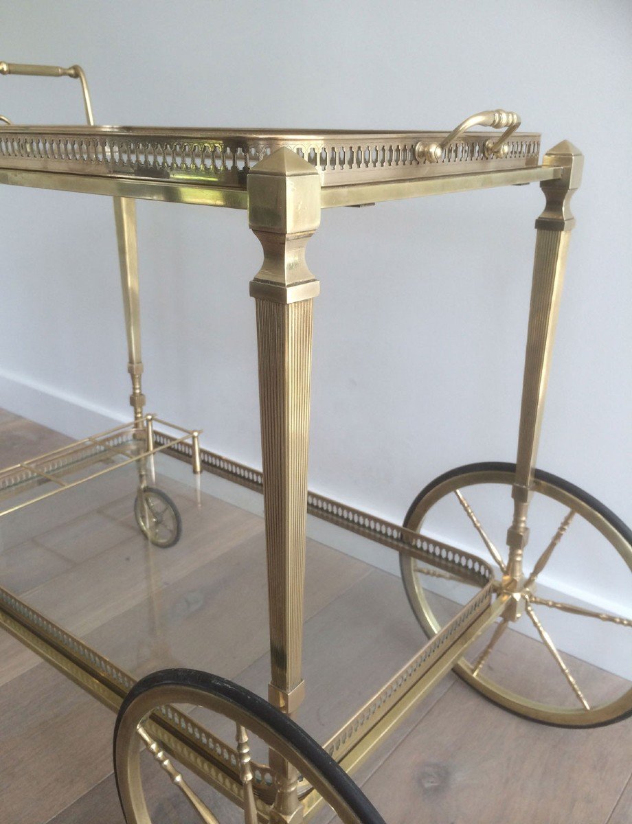 Neoclassical Style Brass Drinks Trolley With Removable Trays. French Work By Maison Jansen-photo-3