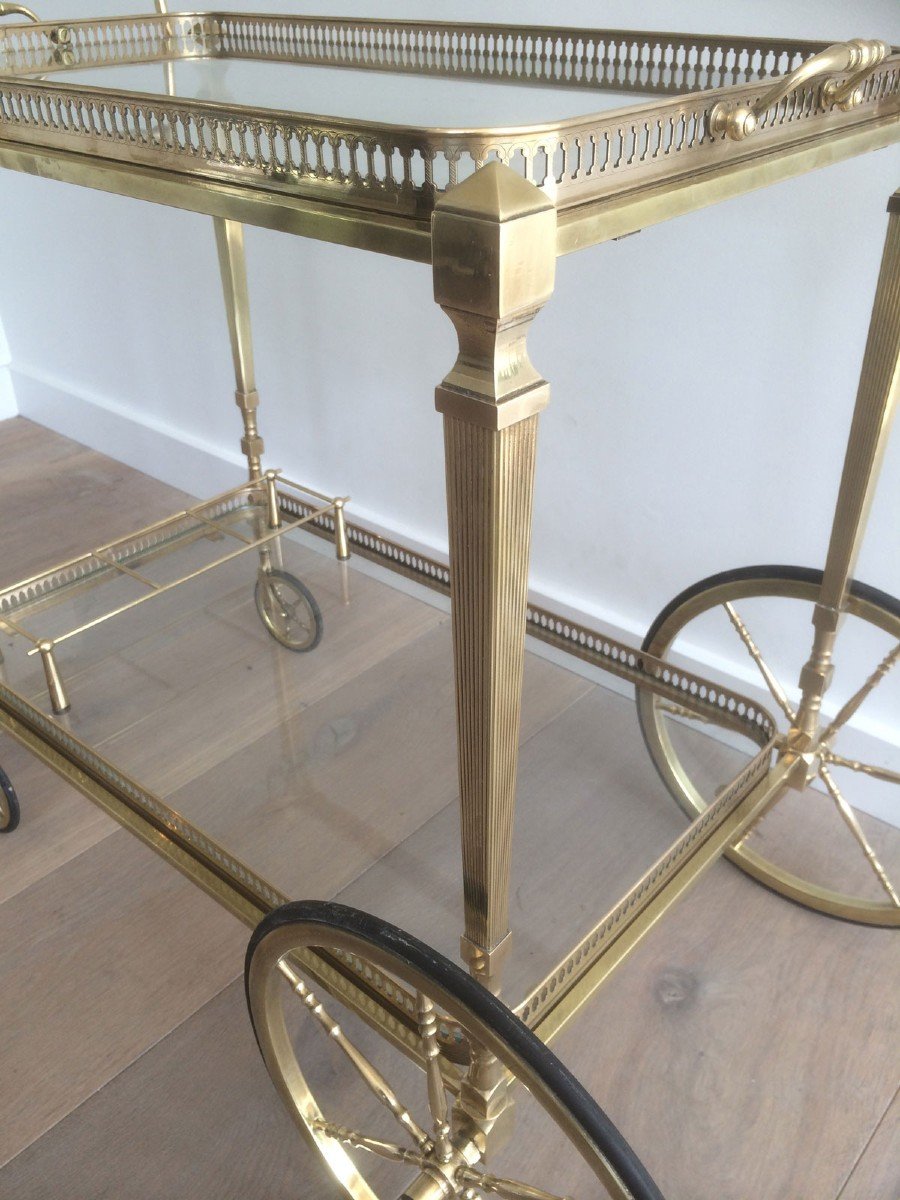 Neoclassical Style Brass Drinks Trolley With Removable Trays. French Work By Maison Jansen-photo-4