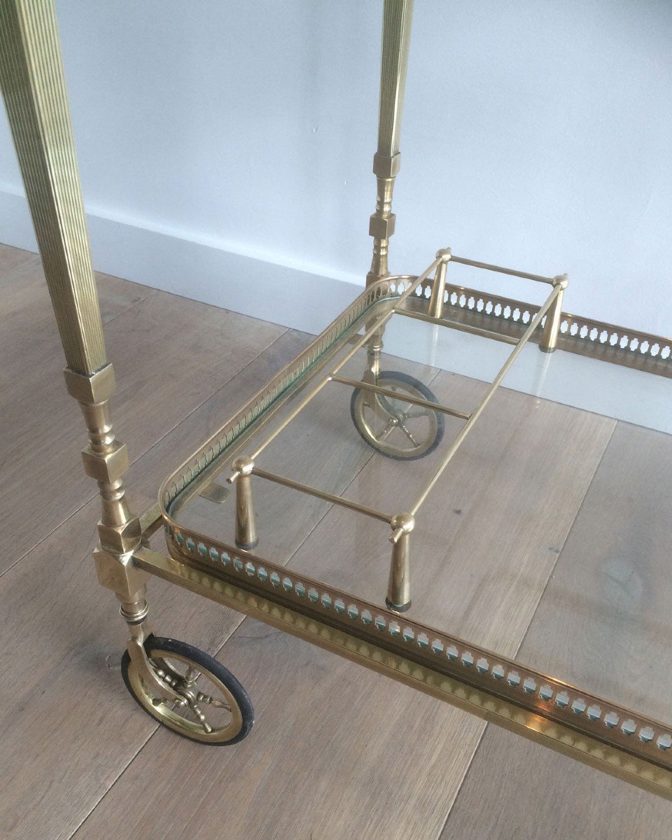 Neoclassical Style Brass Drinks Trolley With Removable Trays. French Work By Maison Jansen-photo-5