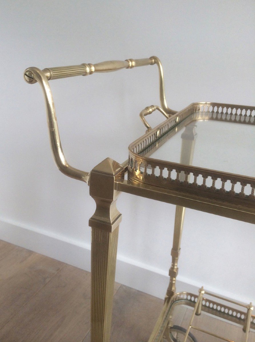 Neoclassical Style Brass Drinks Trolley With Removable Trays. French Work By Maison Jansen-photo-6