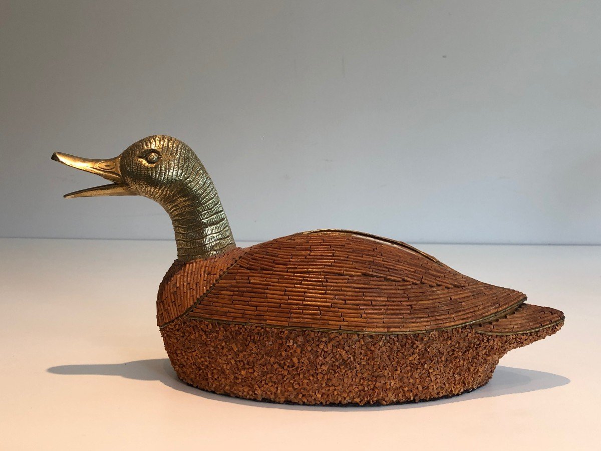 Duck Tray In Ceramic And Brass. Italian Work Signed Tarzia Firenze. Around 1970-photo-3