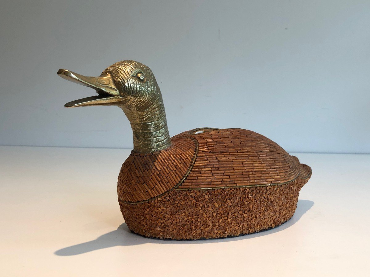 Duck Tray In Ceramic And Brass. Italian Work Signed Tarzia Firenze. Around 1970-photo-4