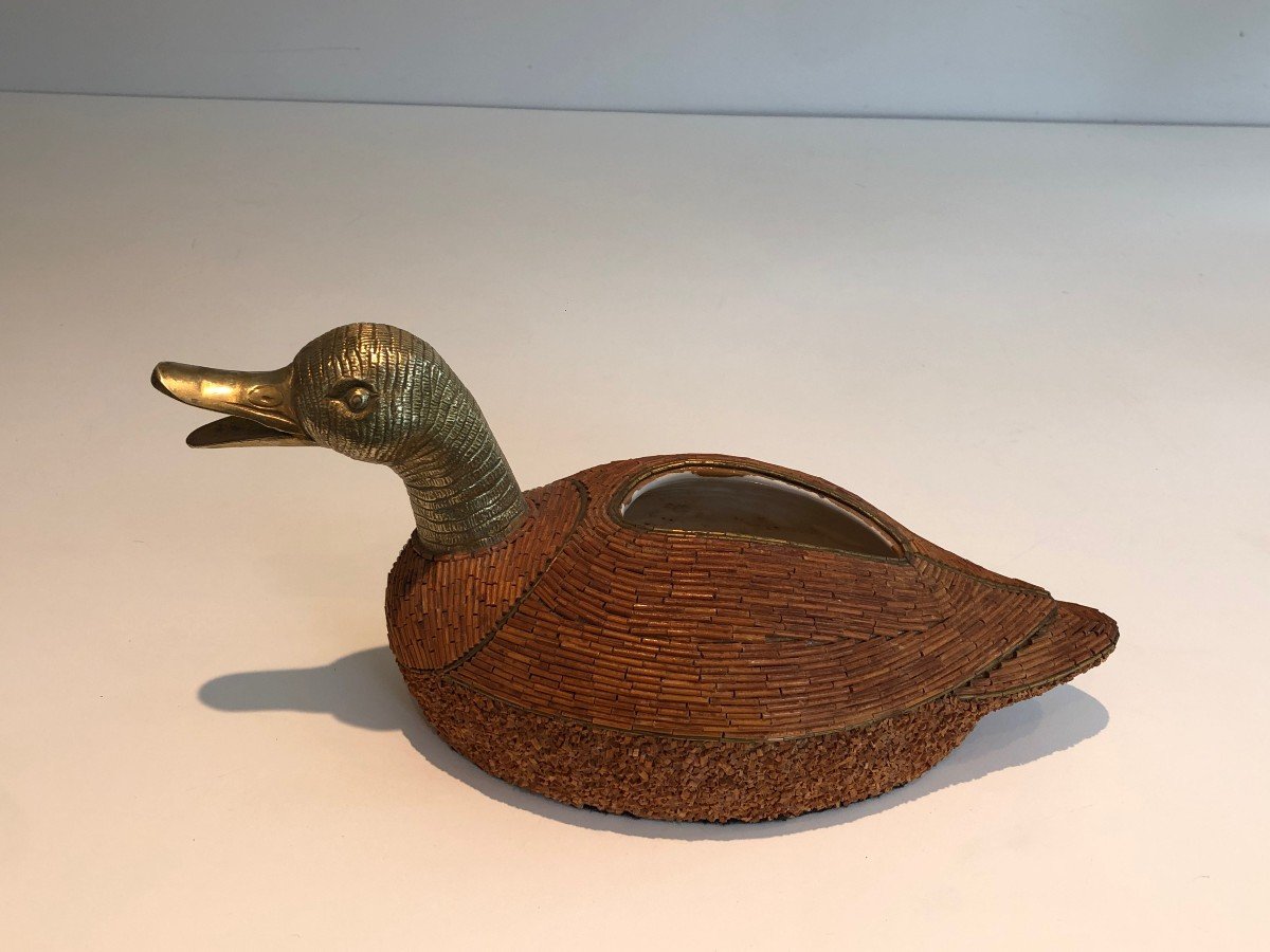 Duck Tray In Ceramic And Brass. Italian Work Signed Tarzia Firenze. Around 1970-photo-1