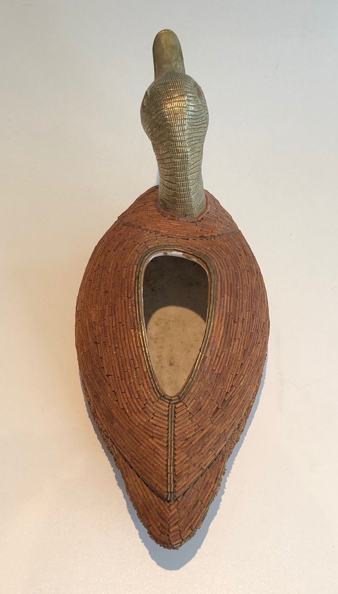 Duck Tray In Ceramic And Brass. Italian Work Signed Tarzia Firenze. Around 1970-photo-3