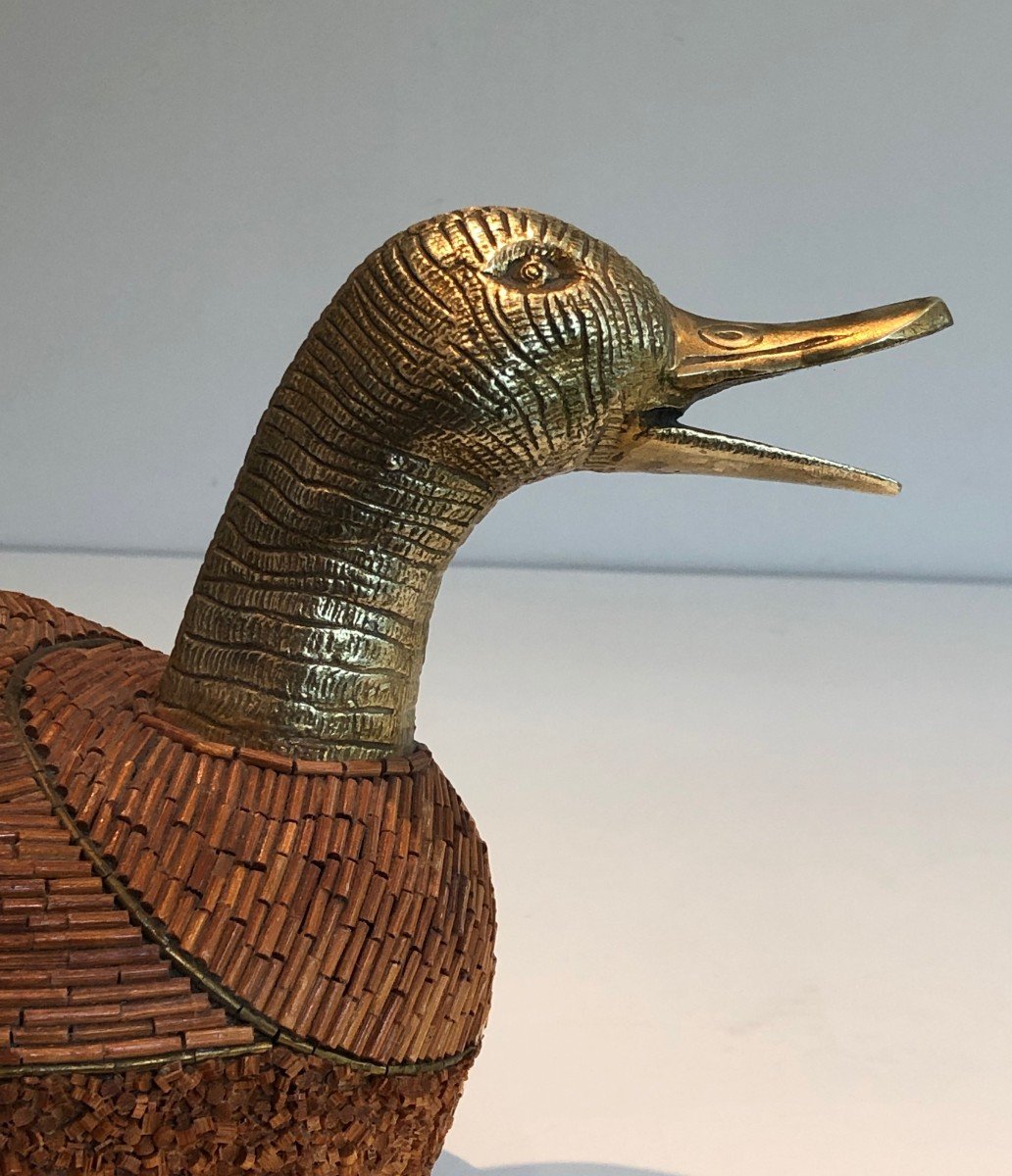 Duck Tray In Ceramic And Brass. Italian Work Signed Tarzia Firenze. Around 1970-photo-5
