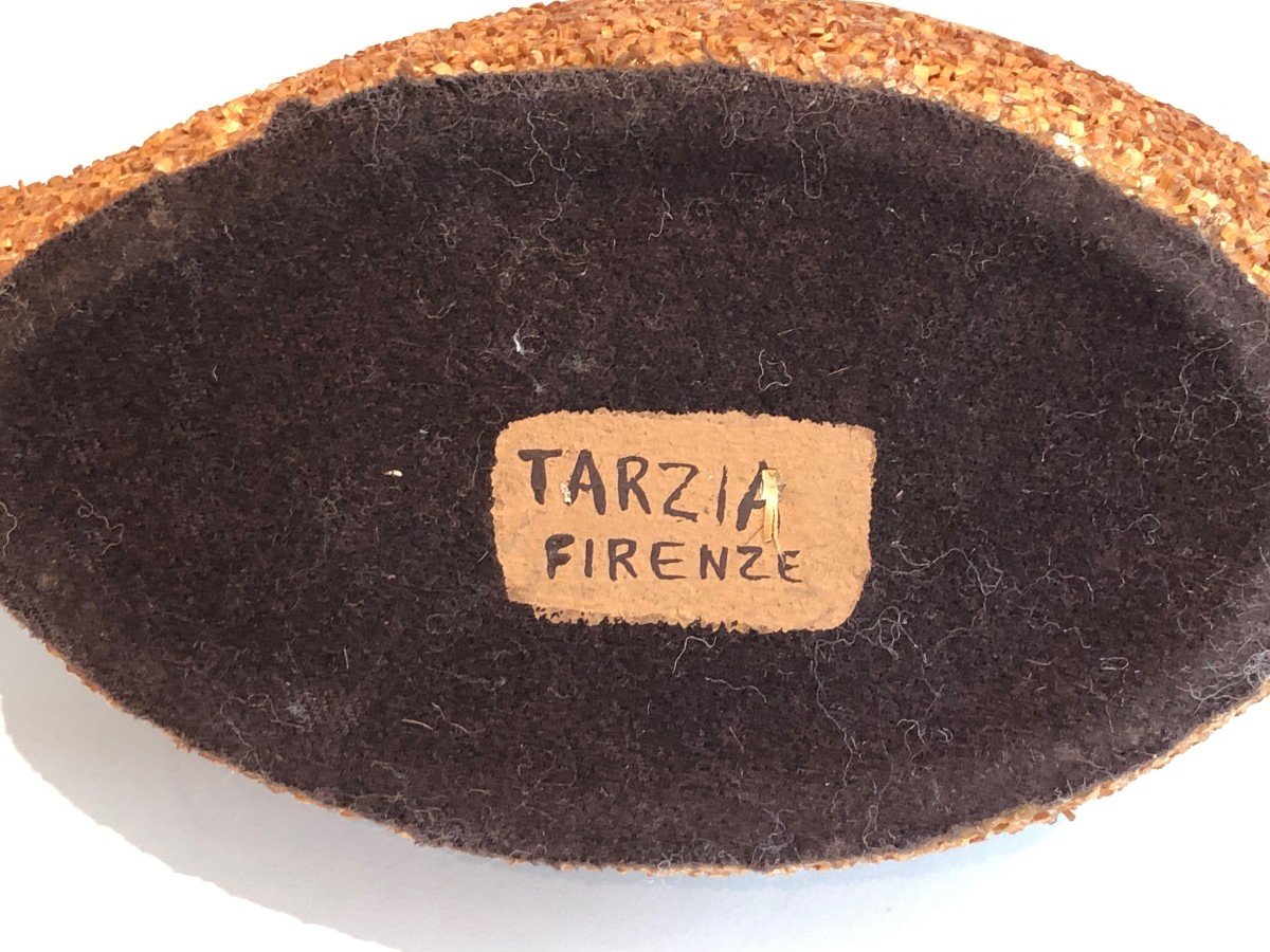 Duck Tray In Ceramic And Brass. Italian Work Signed Tarzia Firenze. Around 1970-photo-8