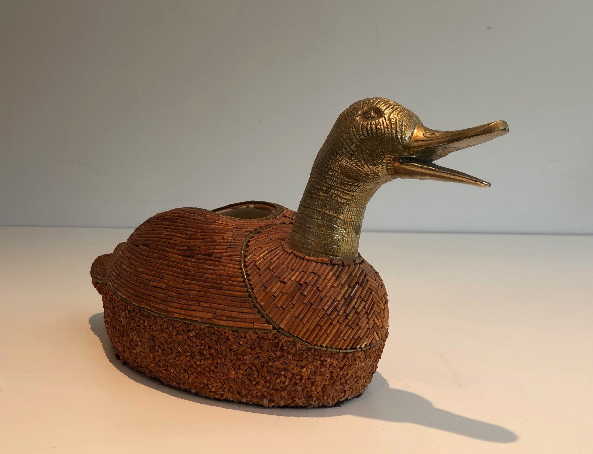 Duck Tray In Ceramic And Brass. Italian Work Signed Tarzia Firenze. Around 1970