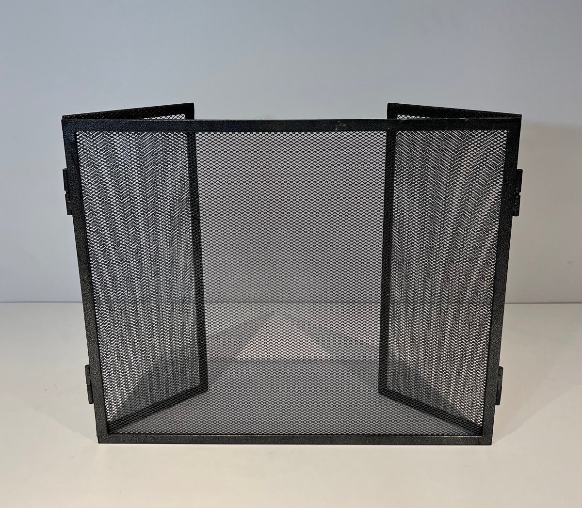 Steel Fireplace Screen With Grilling. French Work. Circa 1970-photo-2