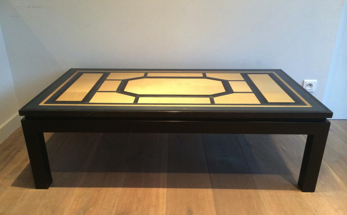 Large Black, Blue And Egg Shell Coffee Table. Circa 1970-photo-5