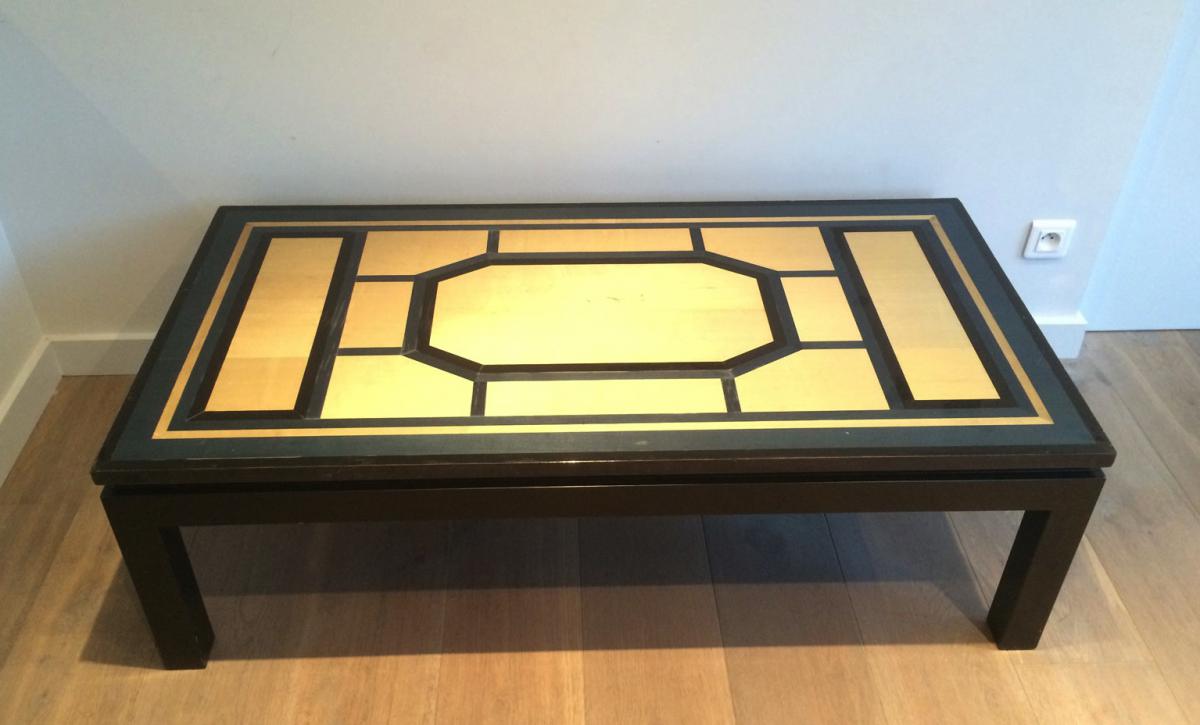 Large Black, Blue And Egg Shell Coffee Table. Circa 1970-photo-8