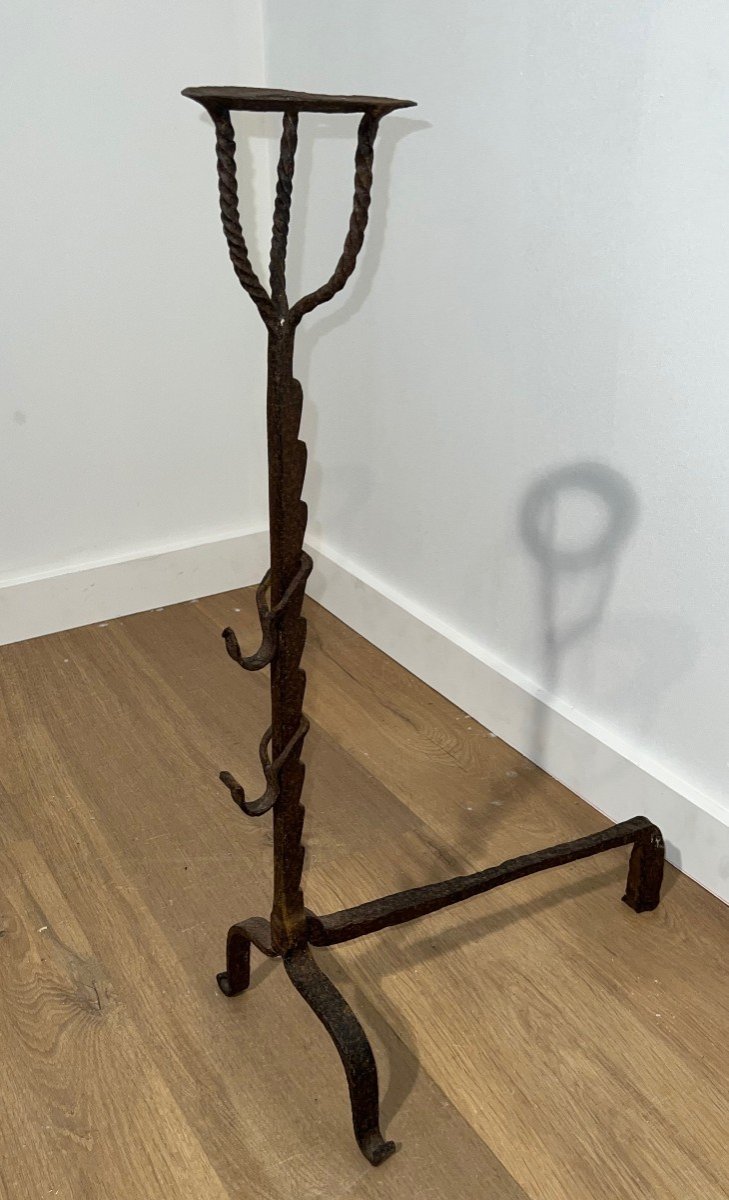 Pair Of Wrought Iron Landiers With Rack. French Work. 18th Century-photo-4