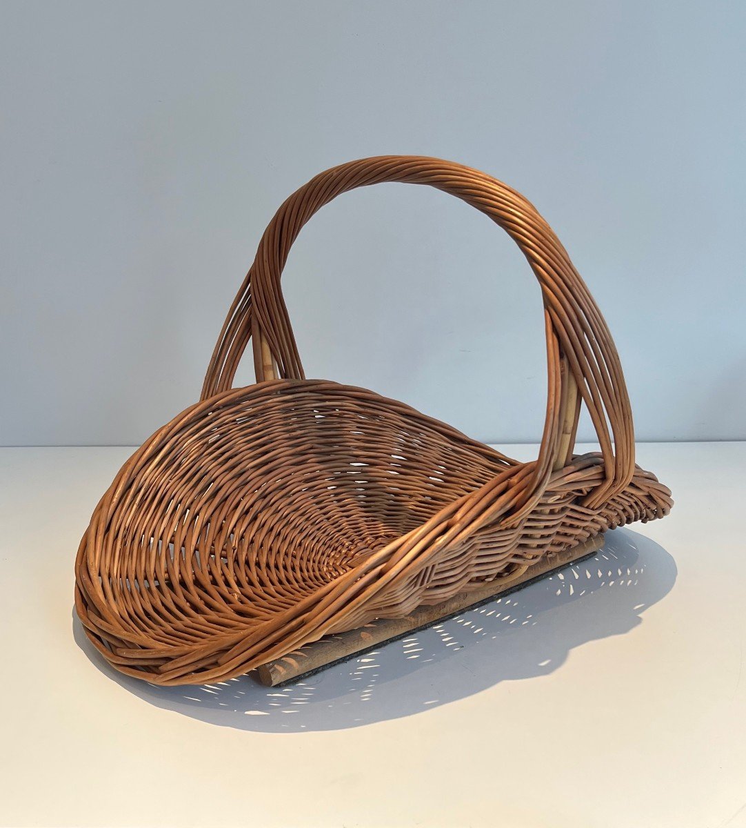 Rattan Log Holder. French Work. Around 1970-photo-6