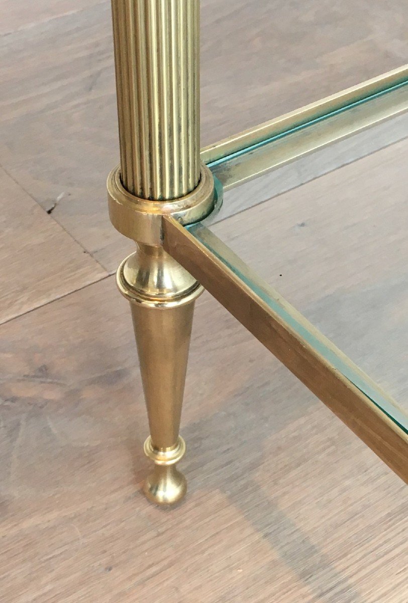 Pair Of Neoclassical Style Brass Side Tables With Fluted Legs Attributed To Maison Jansen-photo-5