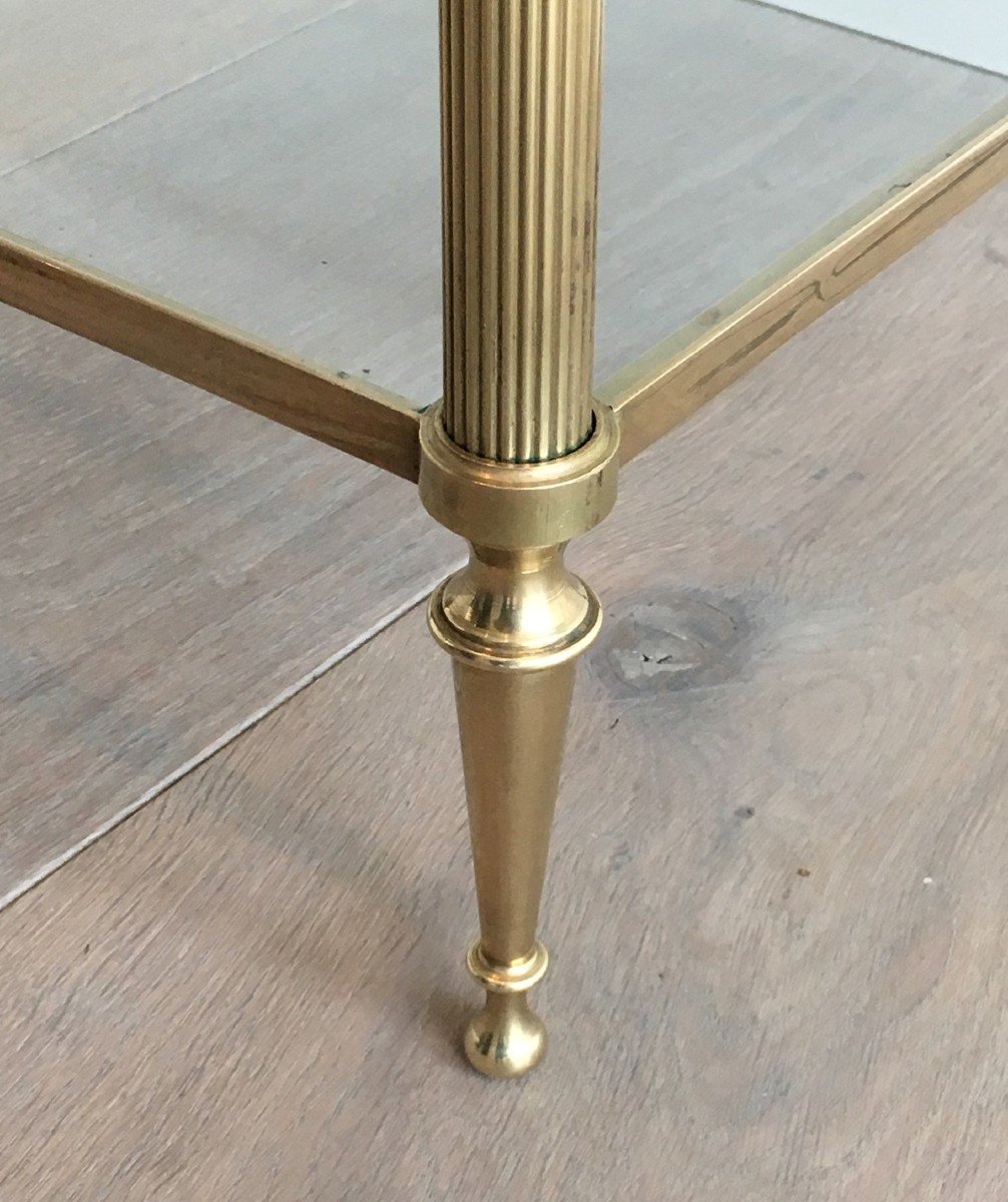 Pair Of Neoclassical Style Brass Side Tables With Fluted Legs Attributed To Maison Jansen-photo-7