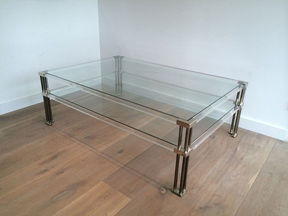 Large Coffee Table In Chrome And Plexiglass. Around 1970