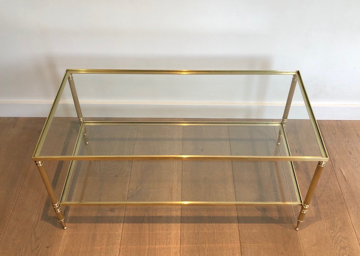 Brass Rectangular Neoclassical Style Coffee Table. French Work In The Style Of Maison Jansen. -photo-3