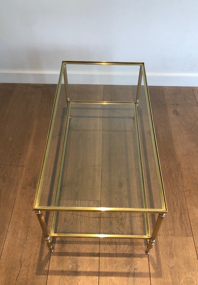 Brass Rectangular Neoclassical Style Coffee Table. French Work In The Style Of Maison Jansen. -photo-1