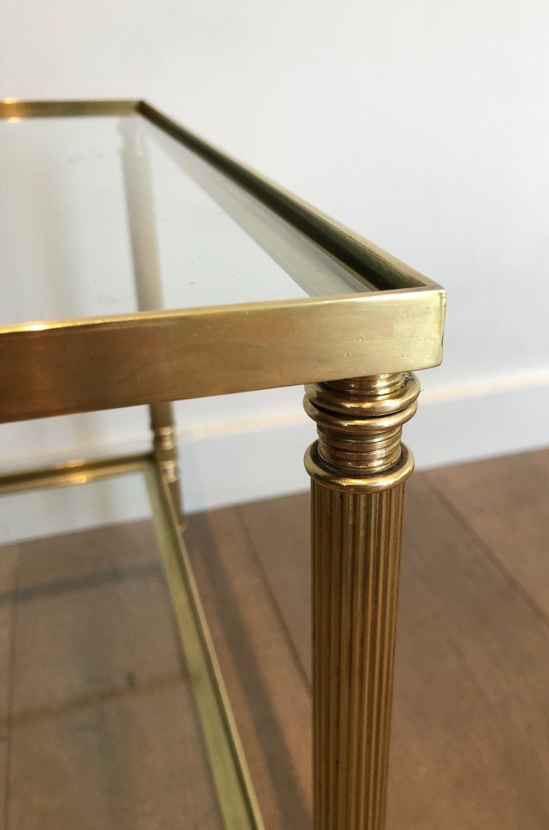 Brass Rectangular Neoclassical Style Coffee Table. French Work In The Style Of Maison Jansen. -photo-5