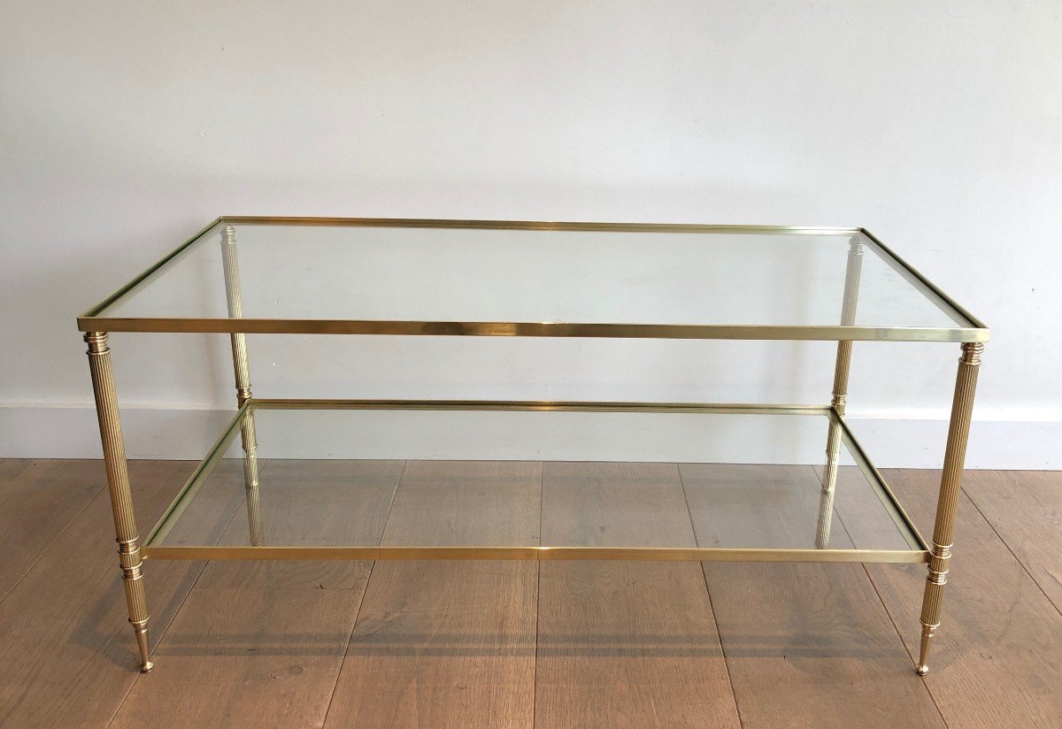 Brass Rectangular Neoclassical Style Coffee Table. French Work In The Style Of Maison Jansen. -photo-7