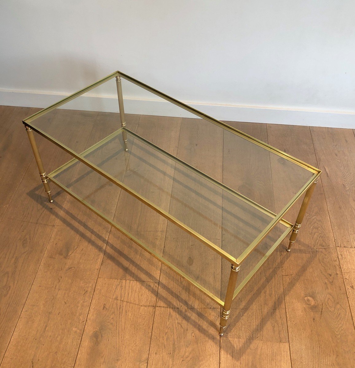 Brass Rectangular Neoclassical Style Coffee Table. French Work In The Style Of Maison Jansen. -photo-8