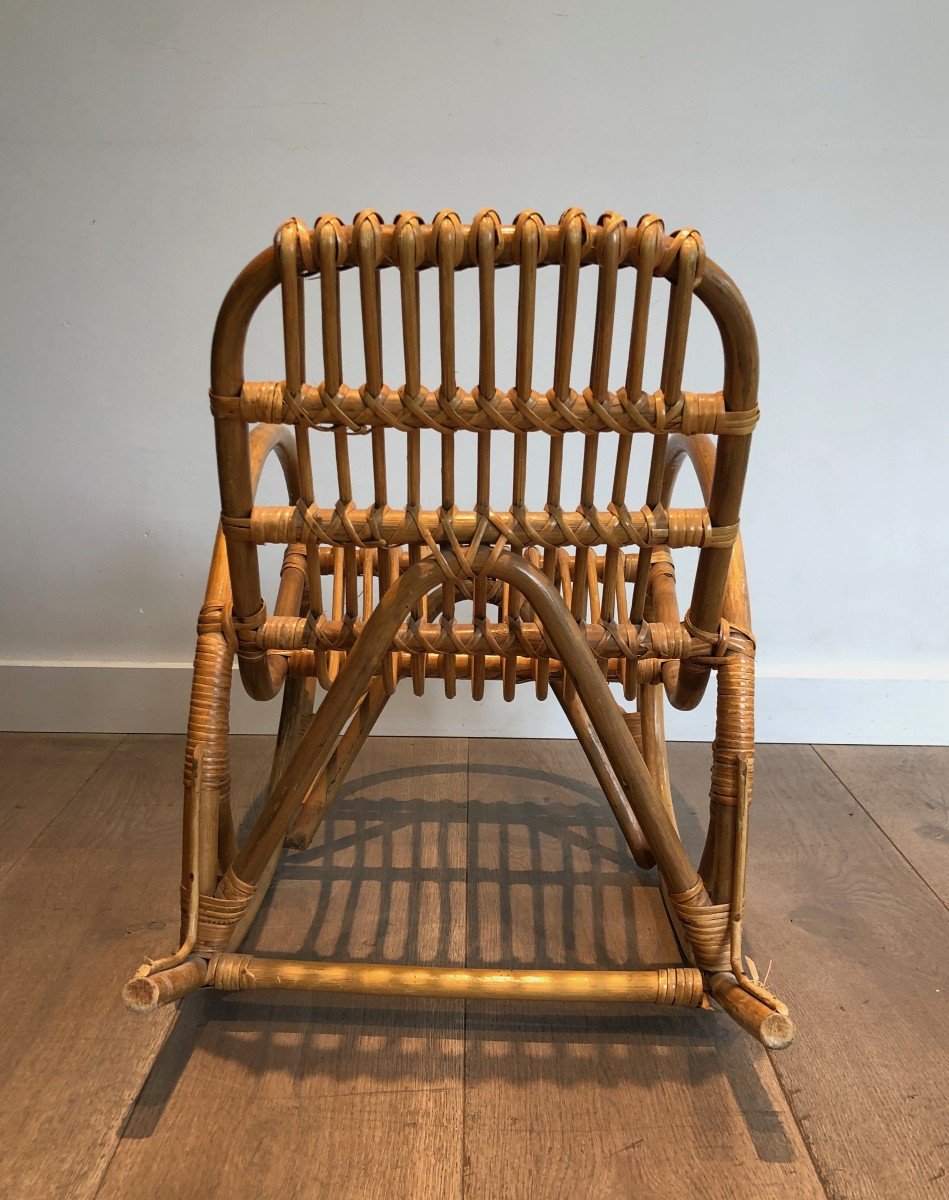 Fauteuil à Bascule d'Enfant En Rotin. Travail Français. Vers 1970-photo-16