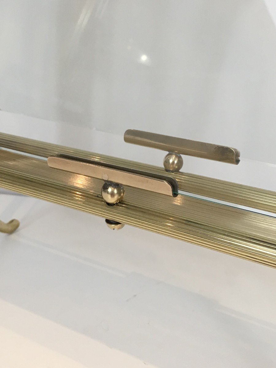 Neoclassical Style Brass And Clear Glass Magazine Rack. French Work By Maison Jansen. -photo-5