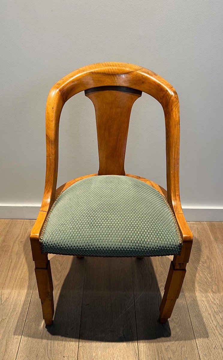 Suite De Six Chaises Gondoles En Noyer. Travail Français. Epoque Art Déco. Vers 1930-photo-2