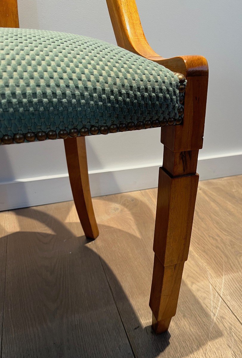Suite De Six Chaises Gondoles En Noyer. Travail Français. Epoque Art Déco. Vers 1930-photo-7
