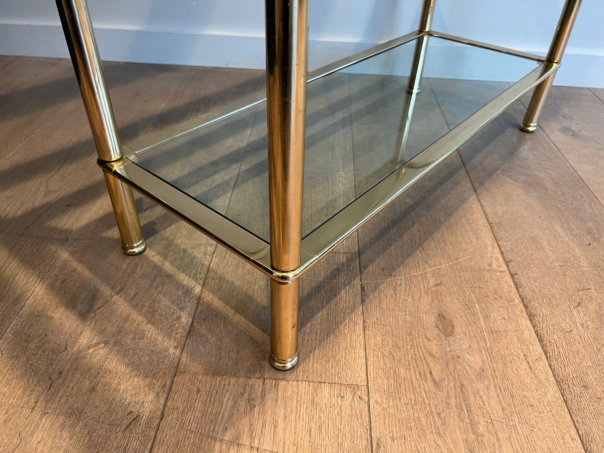 Etagère En Laiton à 5 Plateaux De Verres Transparents. Travail Français. Vers 1970-photo-6