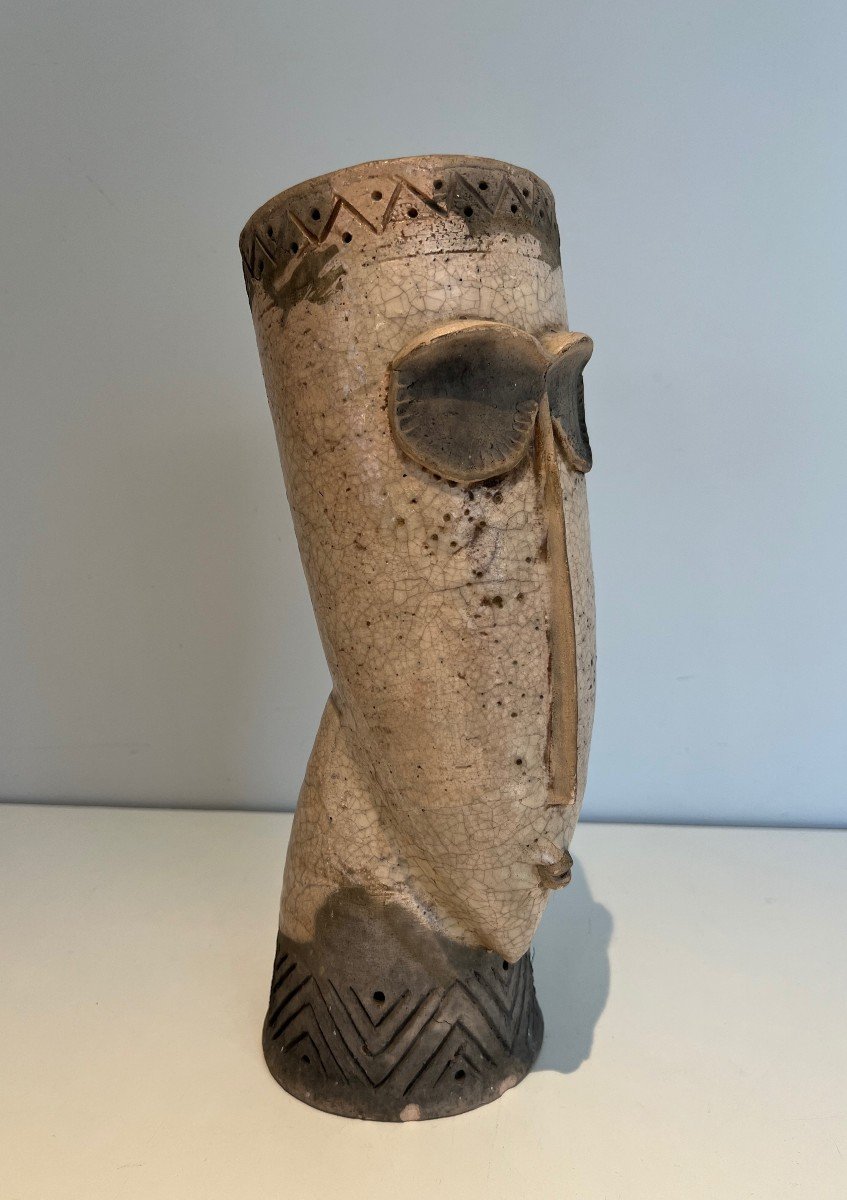Africanizing Ceramic Sculpture. French Work. Circa 1970