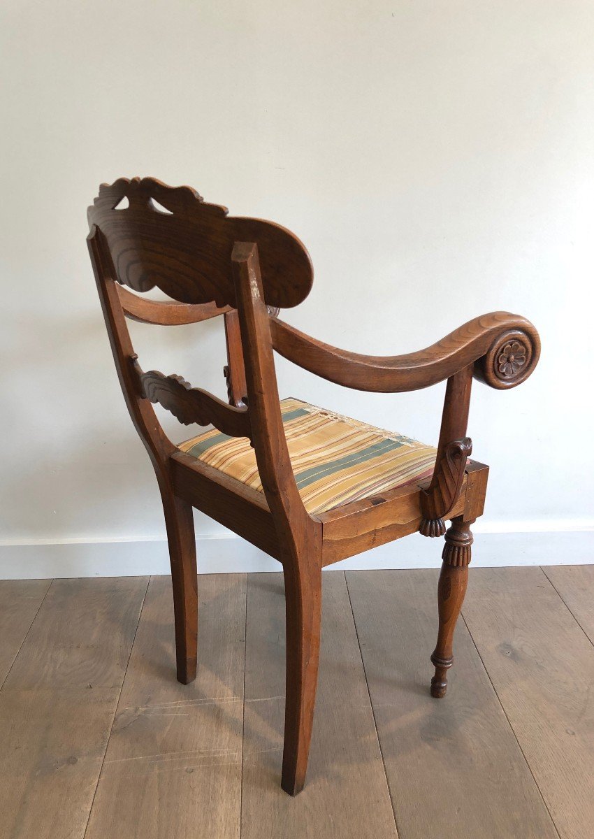 Fauteuil De Bureau En Acajou à Décors De Cols De Cygnes. Travail  Anglais d'Epoque Regency-photo-6