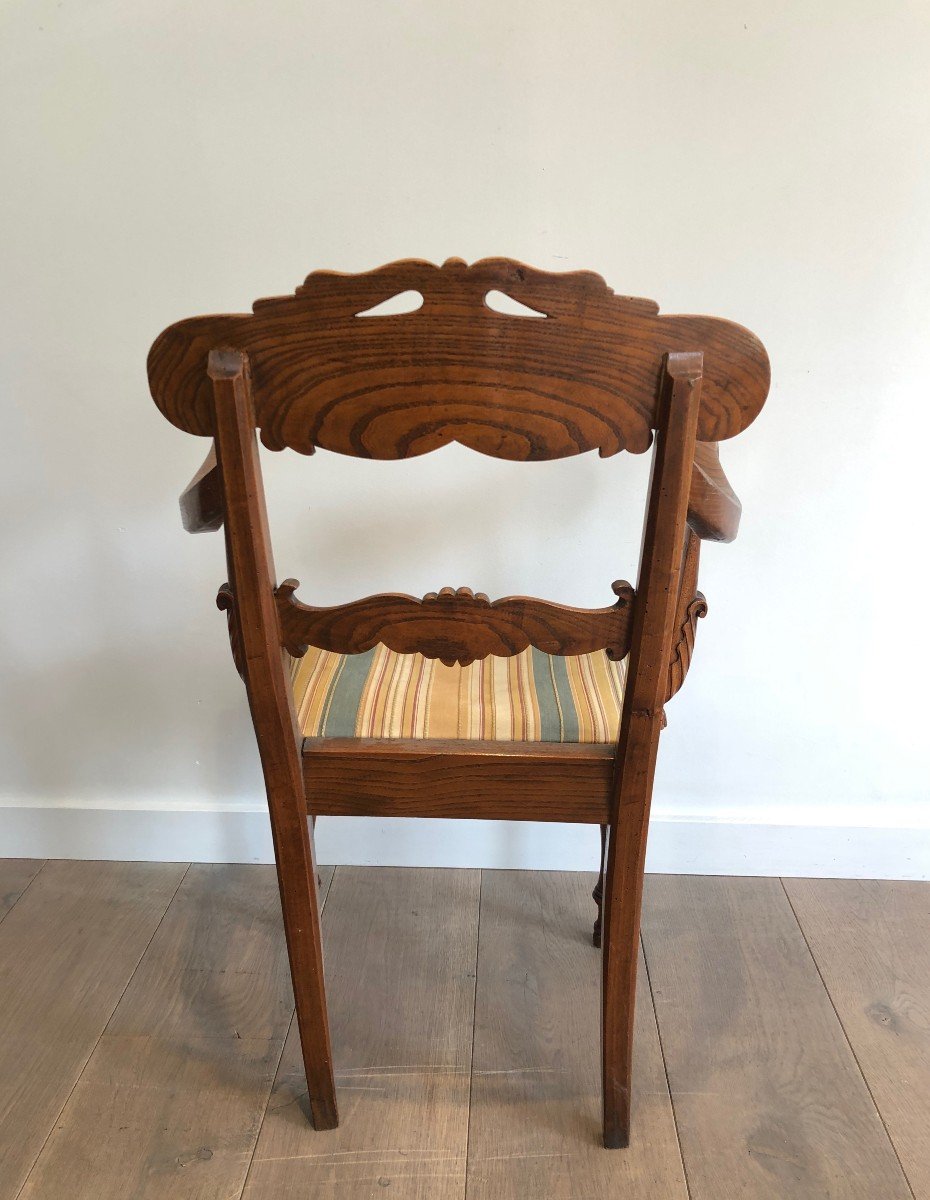 Fauteuil De Bureau En Acajou à Décors De Cols De Cygnes. Travail  Anglais d'Epoque Regency-photo-7