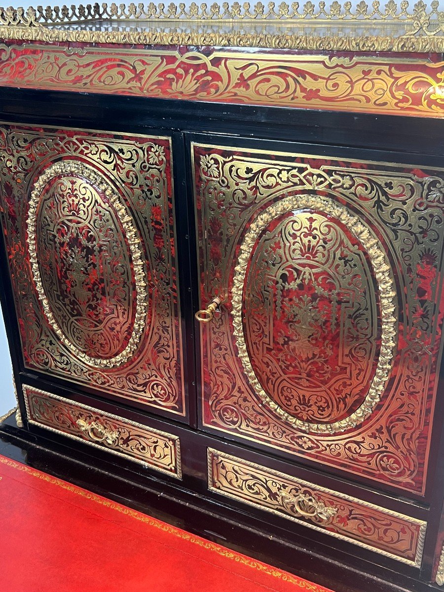 Bureau Bonheur Du Jour En Marqueterie Boulle d'Epoque Napoléon III-photo-5