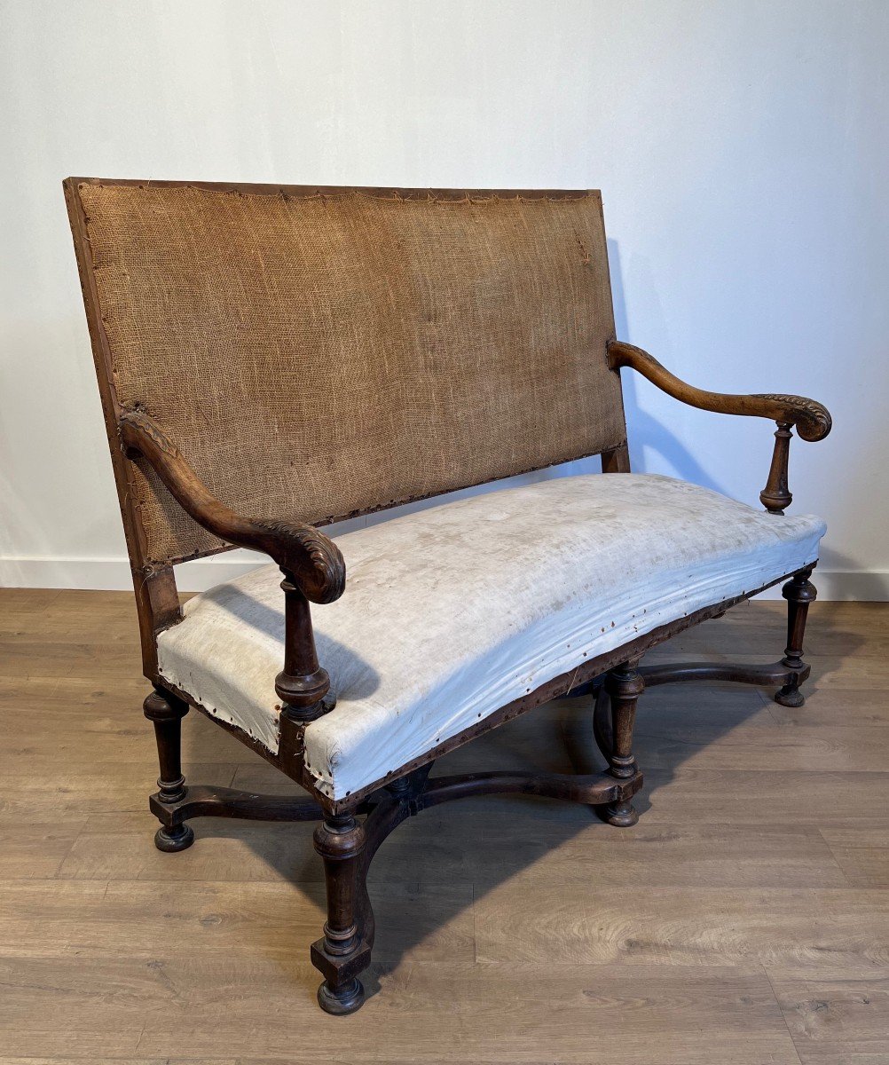 High-backed Walnut Sofa. French Work In The Style Of Louis XIII. Circa 1880-photo-2