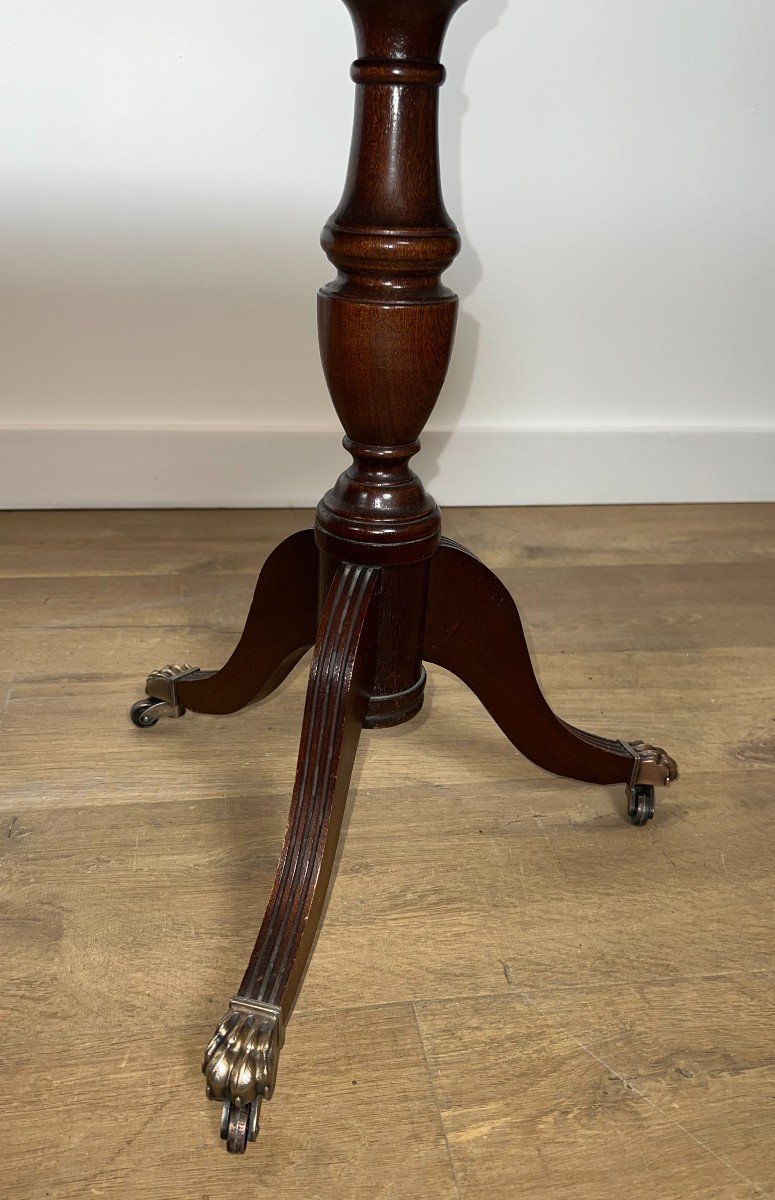 Mahogany Coffee Table With Bronze Claw Feet And Green Leather On Top. French Work. Circa 1940-photo-3