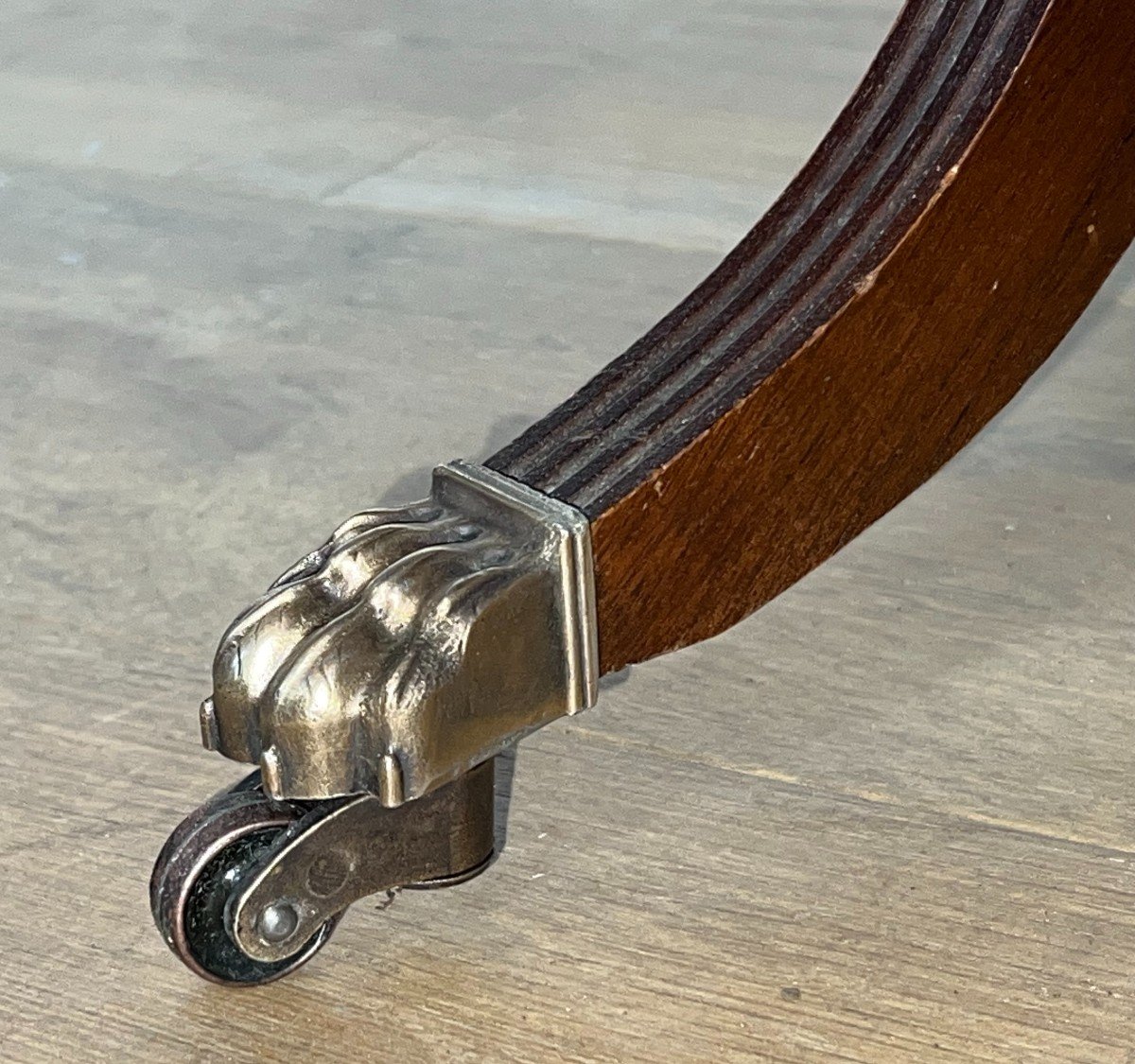 Mahogany Coffee Table With Bronze Claw Feet And Green Leather On Top. French Work. Circa 1940-photo-4