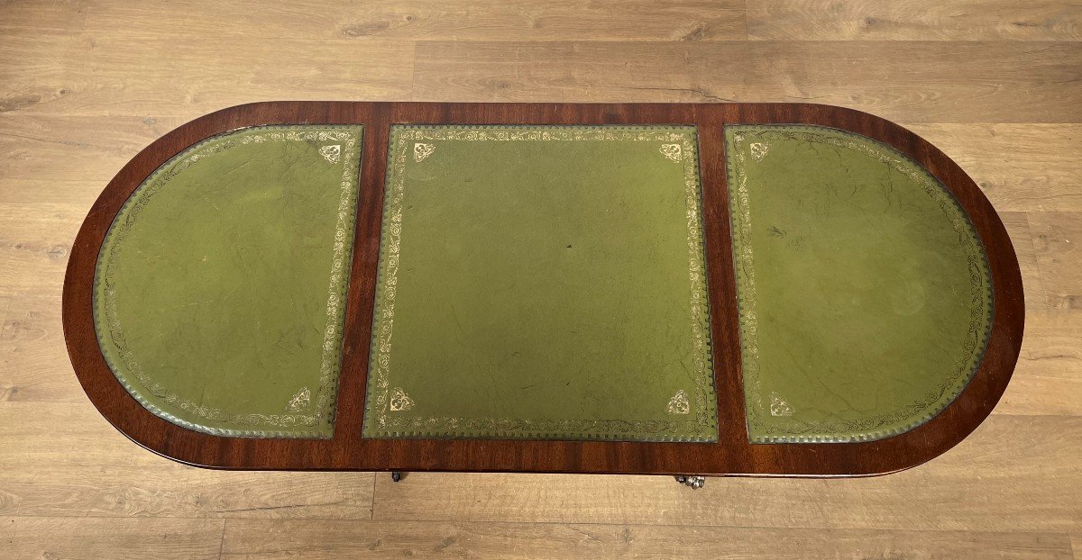 Mahogany Coffee Table With Bronze Claw Feet And Green Leather On Top. French Work. Circa 1940-photo-5