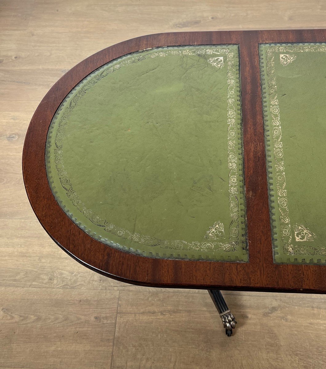 Mahogany Coffee Table With Bronze Claw Feet And Green Leather On Top. French Work. Circa 1940-photo-6