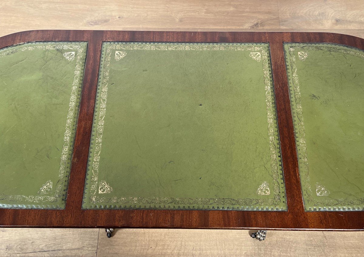 Mahogany Coffee Table With Bronze Claw Feet And Green Leather On Top. French Work. Circa 1940-photo-7