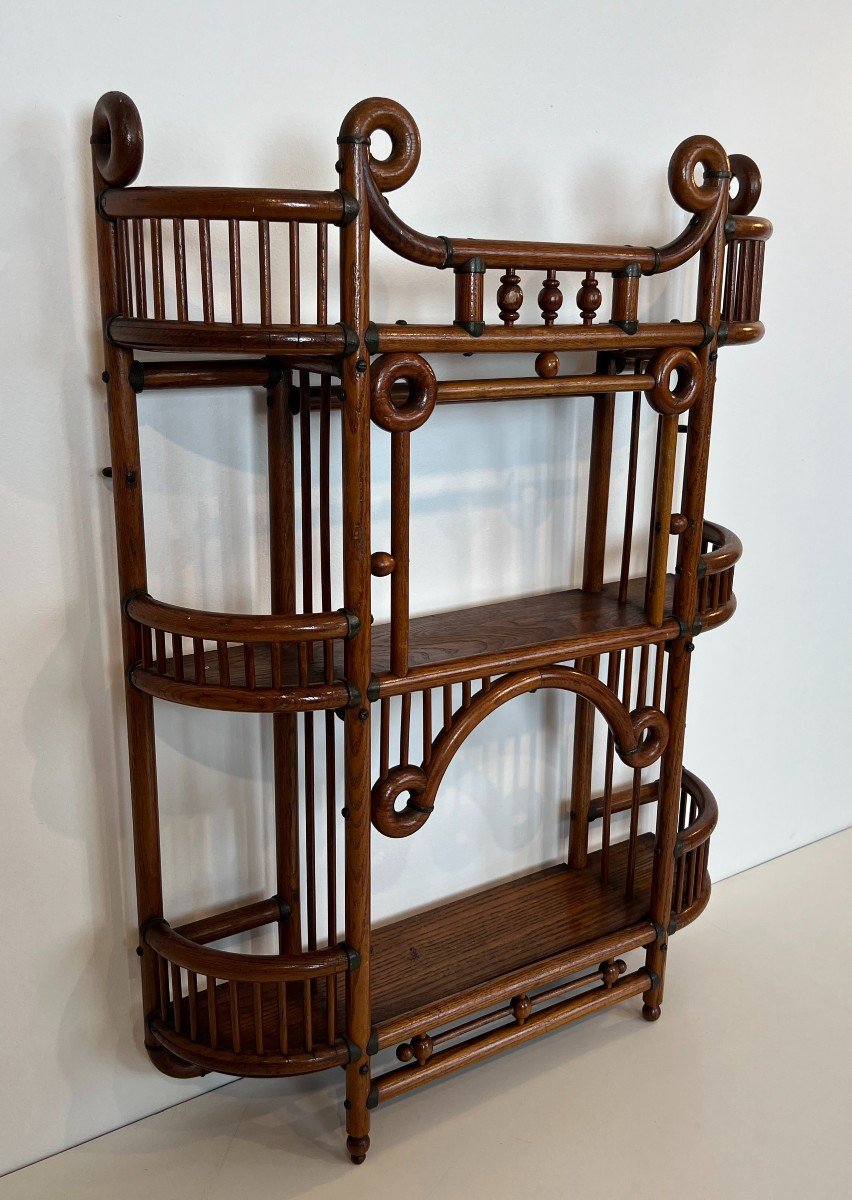 Bent Wood And Brass Wall Shelves Unit. Art & Crafts Austrian Work. Circa 1900-photo-2