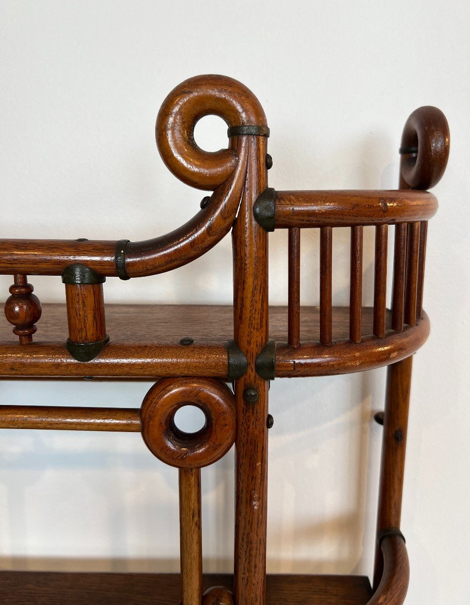 Bent Wood And Brass Wall Shelves Unit. Art & Crafts Austrian Work. Circa 1900-photo-1