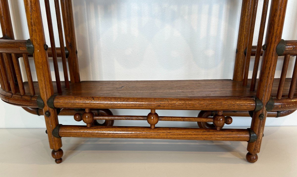 Bent Wood And Brass Wall Shelves Unit. Art & Crafts Austrian Work. Circa 1900-photo-6