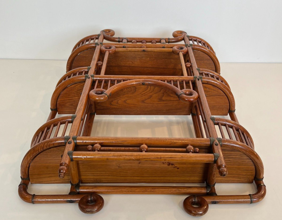 Bent Wood And Brass Wall Shelves Unit. Art & Crafts Austrian Work. Circa 1900-photo-7