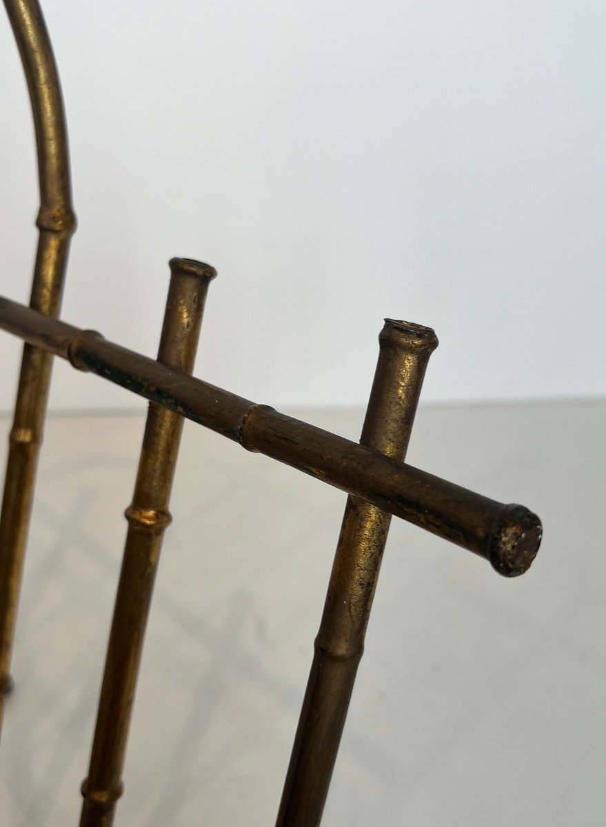 Faux-bamboo-style Gilt Metal Magazine Rack. French Work Attributed To Maison Baguès. Circa 1940-photo-4