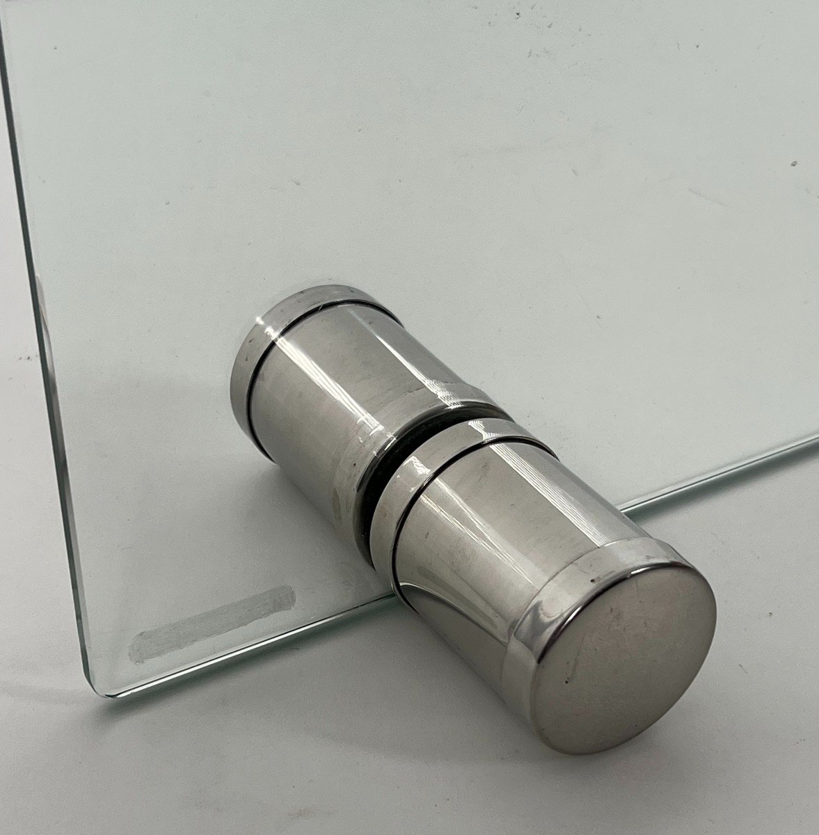 Pare-Feu Design en Verre et Chrome. Travail Français. Vers 1970-photo-2