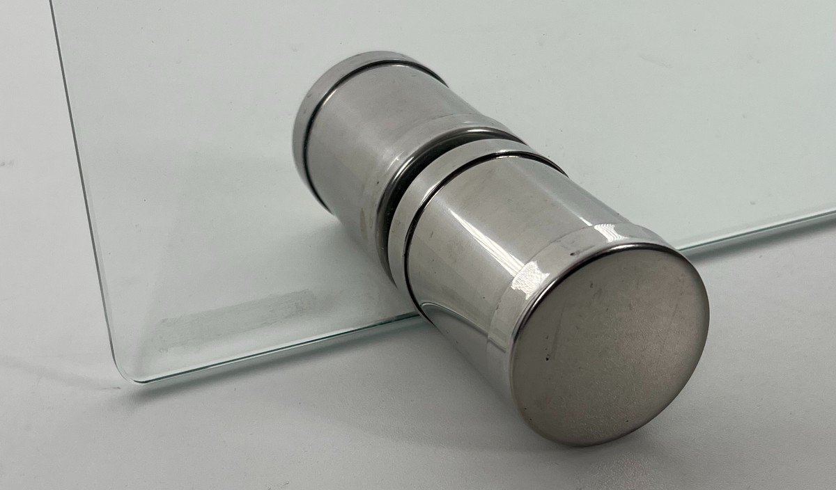 Pare-Feu Design en Verre et Chrome. Travail Français. Vers 1970-photo-3