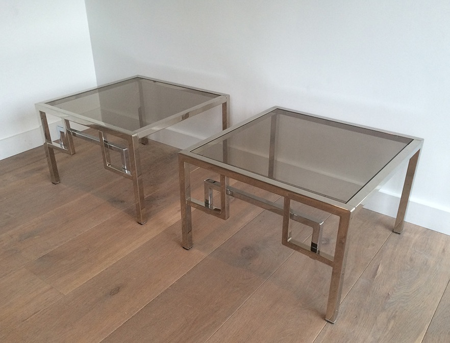 Pair Of Chrome Side Tables. Circa 1970-photo-5