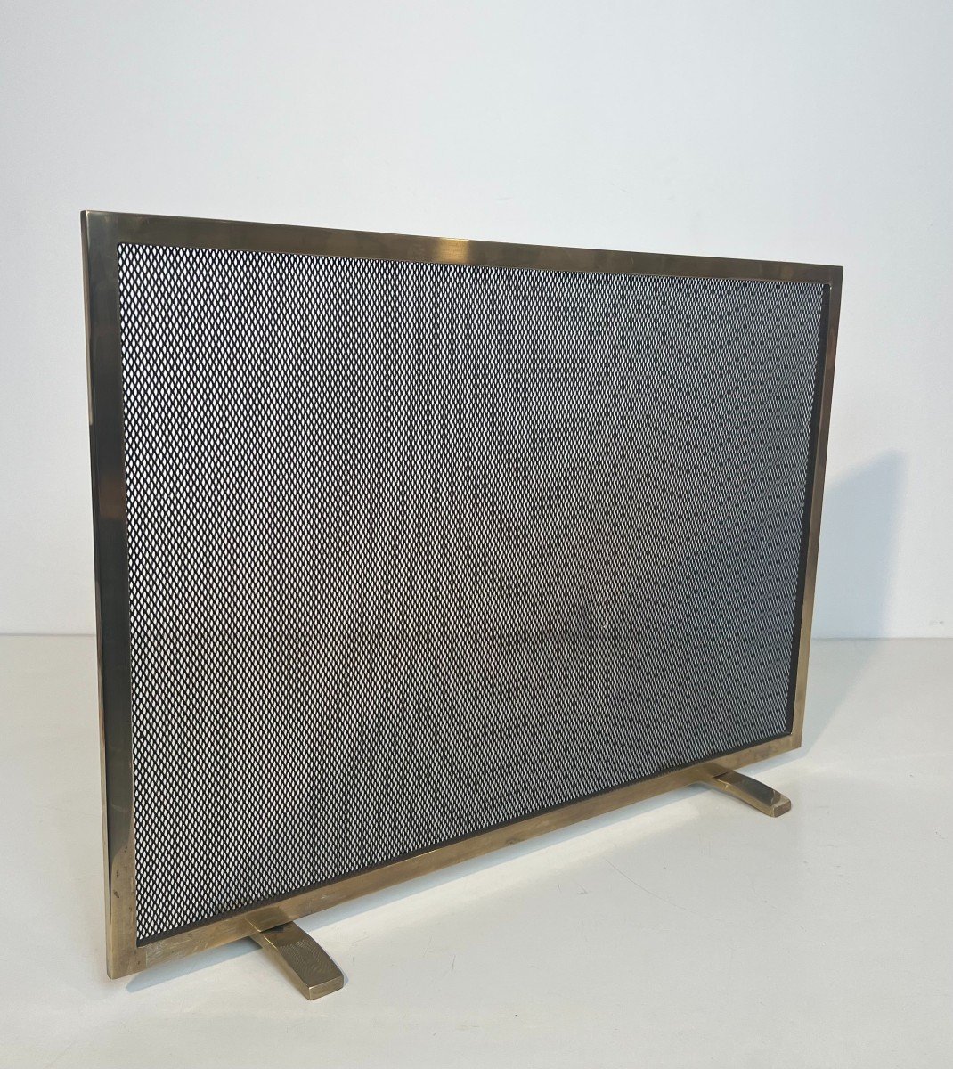 Brass And Grilling Fireplace Screen. French Work. Circa 1970-photo-4
